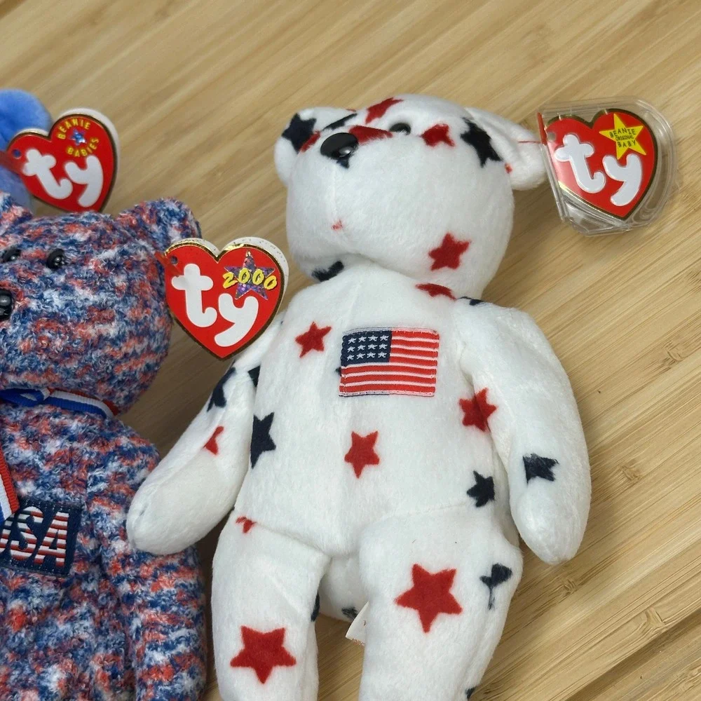 Ty Beanie Babies,‎ Lot of 5 America-USA-Glory-Patriot-Spangle Plush Bear